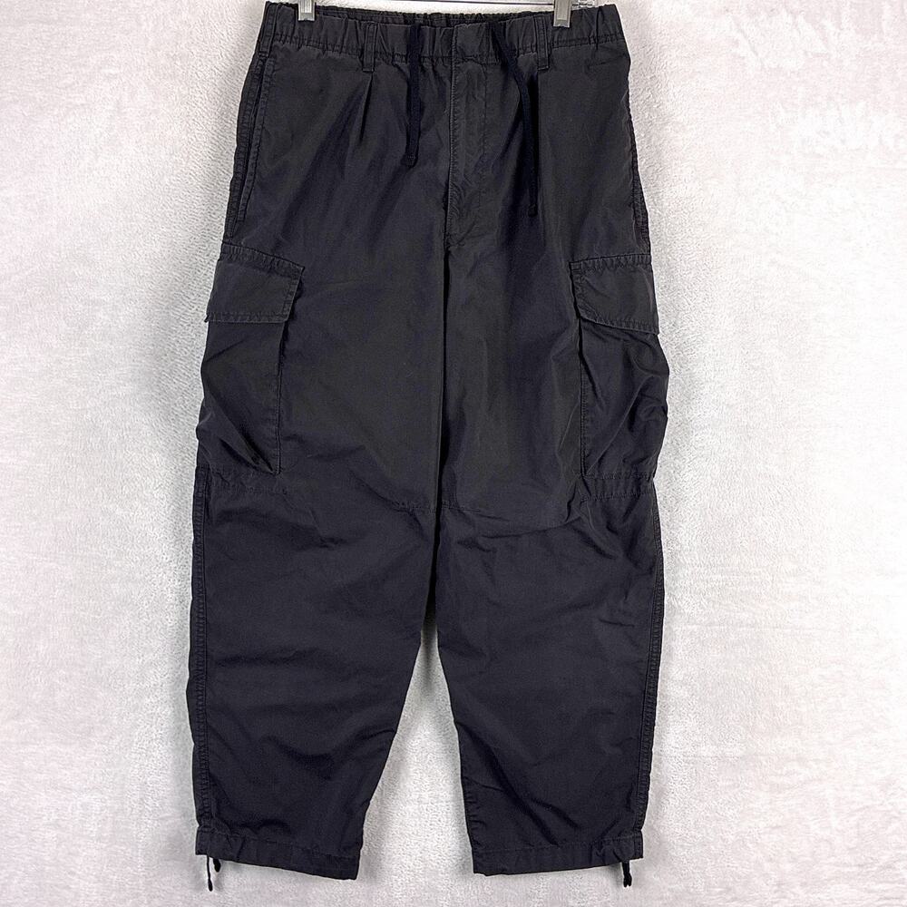 Uniqlo Pants Mens S Black Cargo Drawstring Baggy Jogger Skate Streetwear Travel